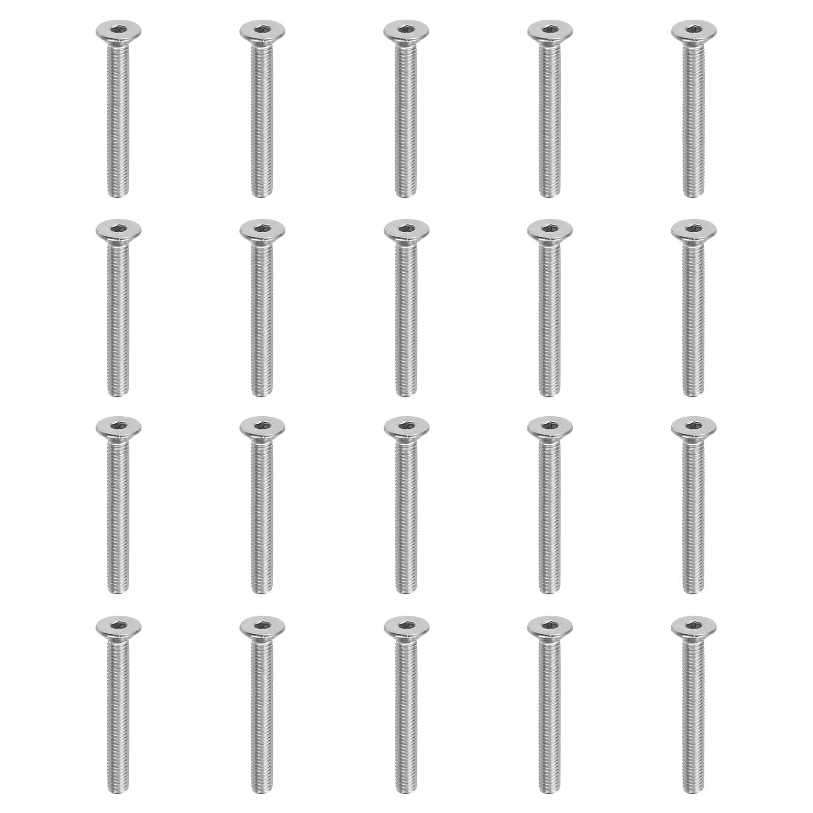 PATIKIL M5 x 40 mm Flat Head Socket Cap Screws, 20 Pack 304 Stainless Steel 18-8 Machine Screws Flat Countersunk Bolts Hex Socket Drive Full Thread Grade 6.8 — image 1
