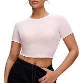 NANJI Crop Tops for Woman - Slim Fit Short Sleeve Crew Neck Cropped T Shirt, Basic Women's Crop Tee Casual Wear and Workout