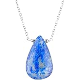 NJCRAFT Pear Natural Cabochon Necklace for Women | Handmade Gemstone Pendant | 8–14 mm Stone | Chain 16+2 Inch Adjustable