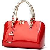 KKHSGMDJFB Women's Shiny Tote Patent Leather Top Handle Bags Fashion Elegant Evening Purse Party Satchel