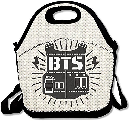 staromia Rock Hiphop Band Bts Logo Insulated Personalized Tote Lunch Food Bag Black