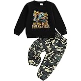 WZTYYDS Toddler Kids Baby Boy Fall Clothes 2T 3T 4T 5T 6T Letter Print Long Sleeve Tops Camouflage Pants Winter Outfits
