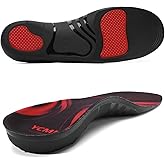 YCMM Heavy-Duty Orthotic Insoles for Plantar Fasciitis Relief 220+ lbs 1.4-Inch High Arch Support Flat Feet Work Boot Shoe Shoe Inserts for Men Women (No Ventilation Holes, L Black)