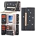 iPhone 8 Plus Case,iPhone 7 Plus Case, LONTECT Bling Glitter PU Leather 7 Card Slots Wallet Case Handbag with Detachable Magnetic Back Case & Metal Chain for Apple iPhone 8 Plus/iPhone 7 Plus - Black