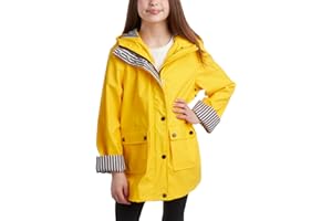 URBAN REPUBLIC Girls' Raincoat - Slicker Shell Waterproof Windbreaker Rain Jacket with Hood - Rain Coats for Girls (7-16)