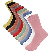 DZALS 10 Pairs Womens Socks Cotton Crew Colorful Boot Socks for Women Ladies Girls