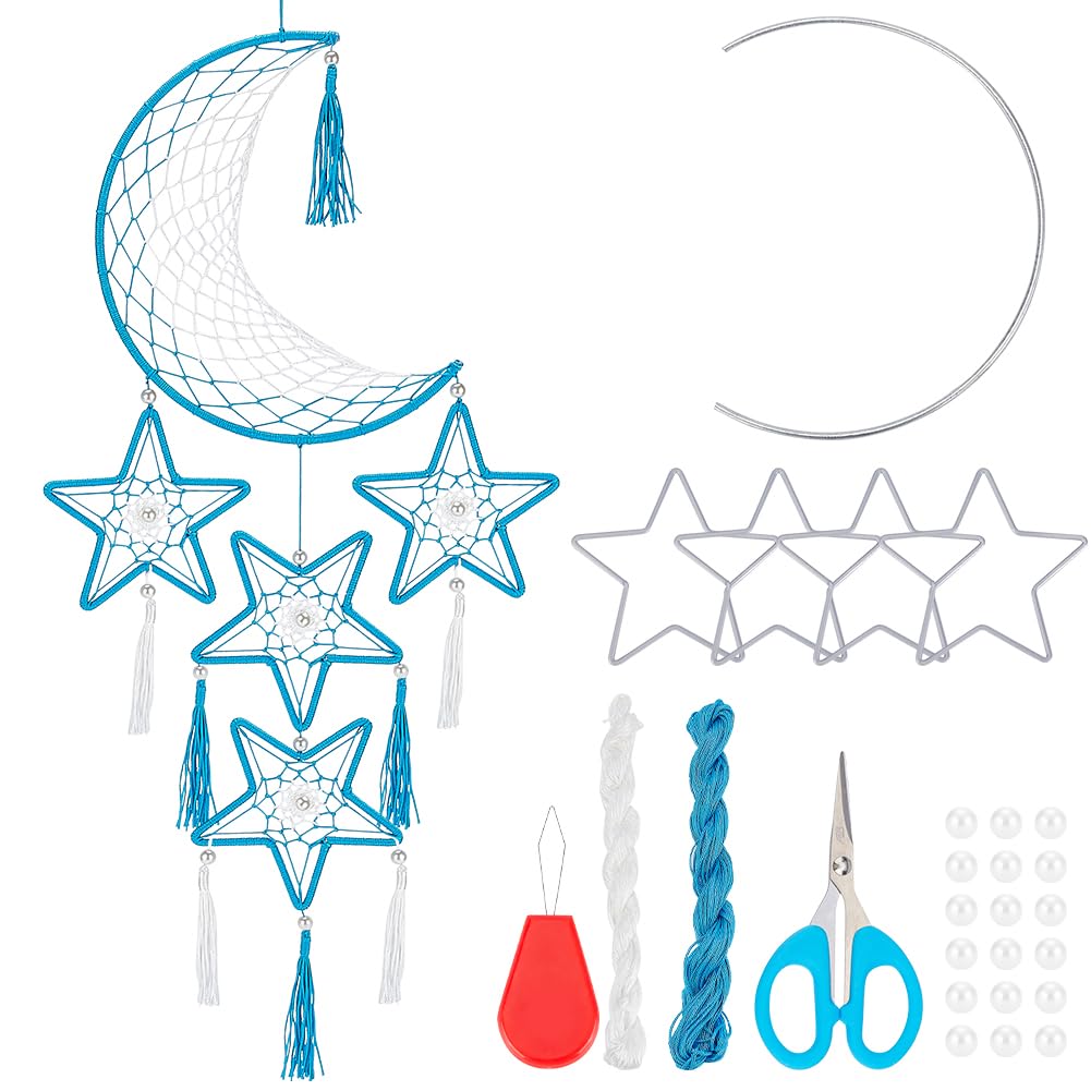 INFUNLY Moon Design Dream Catchers Dream Catcher Kit DIY Star Dream Catcher Bohemian Handmade Dream Catcher Keychain for Bag Pendant Car Mirror Hanger Backpack Charm Wall Bedroom Decor