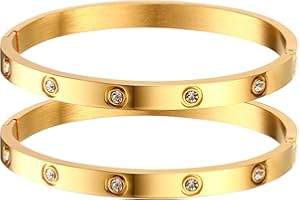 MPRAINBOW Gold Bracelets for Women, 2Pcs 18K Gold Plated Cubic Zirconia Bangle Crystal Friendship Bracelet Jewelry,Wedding Party Christmas Birthday Gifts for Her Girlfriend Sister Daughter