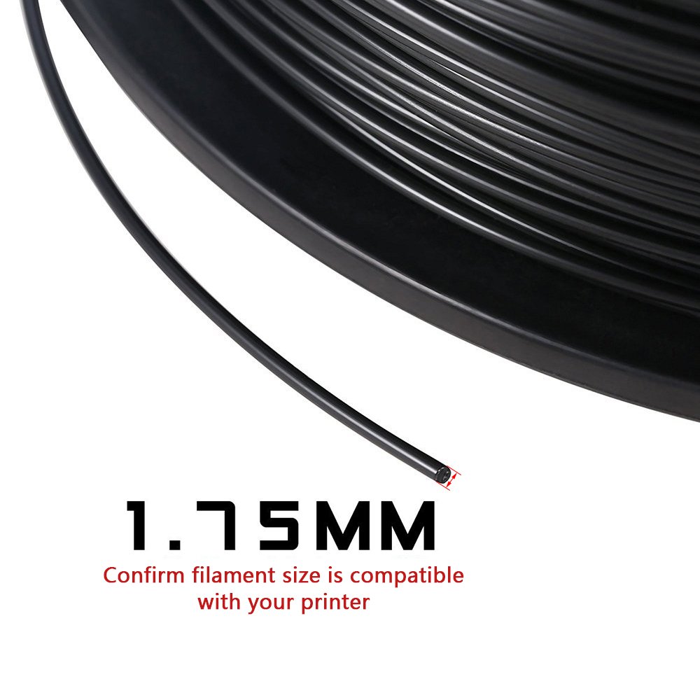 3D MARS Black 3D Printing Filament,1.75mm 3D Printer PLA Filament,Dimensional Accuracy +/- 0.05mm,1.2kg Spool 1.75 mm Filament PLA 3D Filament for Most 3D Printer & 3D Pen