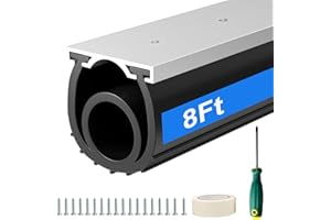 alophoty 8 FT Garage Door Seals Bottom Rubber, Heavy Duty U+O Ring Garage Door Bottom Seal with Aluminium Track Retainer Kit, Universal Garage Door Weather Stripping for Home Garage Protection