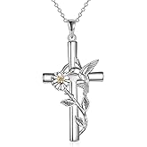 CRMAD Hummingbird/Ladybug/Dragonfly Necklace Jewelry for Women Sterling Silver Cross Hummingbird Daisy Necklace Gifts