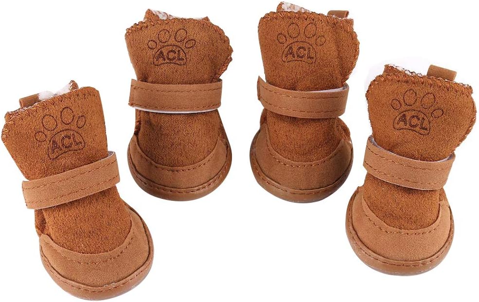 YILEGOU Dog Shoes Puppy Boots Snow Boots with Adjustable Straps Anti-Slip Sole Paw Protectors for Puppy Dog Cat 4 Pack (m)