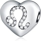 CRISNATA 12 Zodiac Signs with Clear CZ Heart Charms, 925 Sterling Silver Constellation Beads, fits European Birthday Bracelet, Gifts for Family/Lover/Friends