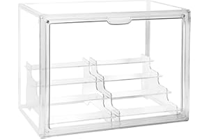 Cutora Clear Acrylic Display Case, 4 Tier Acrylic Blind Box for Figures, Dustproof Storage Organizer with Magnetic Door for Action Figures, Stackable Collectibiles Showcase for Doll Toy Car Model