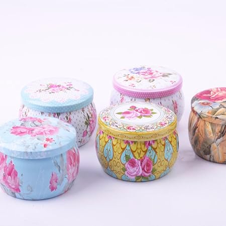 TooGet DIY Candle Pretty Tin Jars Empty Reusable Tin Cups for Homemade Tealights Also Great for Dry Storage Spices Camping Party Favors and Gifts 4-Pack