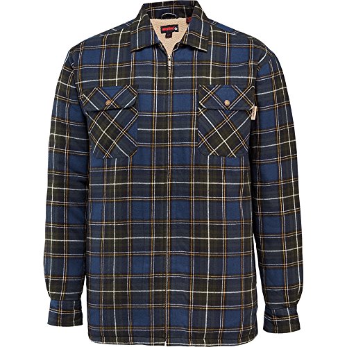 Wolverine Men's Marshall Full Zip Sherpa Lined Shirt Jacket, Black Watch  Plaid, Medium