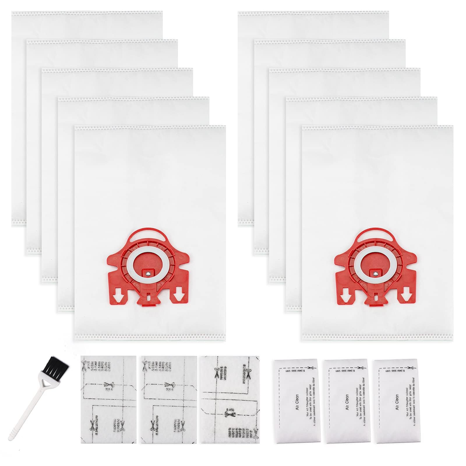 Photo 1 of 3D Airclean Dust Bags Replacement for Miele FJM Vacuum Compact C2 Compact C1 Complete C1 S241 S290 S300i S500 S700 S4 S6 Series (Pack of 10) with 3 Motor Protection Filters 3 Air.Clean Filters