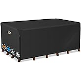 Zettum Patio Furniture Cover Rectangle - 110 Inch Outdoor Table Cover Waterproof & Heavy Duty, Large 600D Lawn Furniture Sofa Set Covers for Outside Dining Table and Chairs Combo - 110 x 74 x 28 Inch