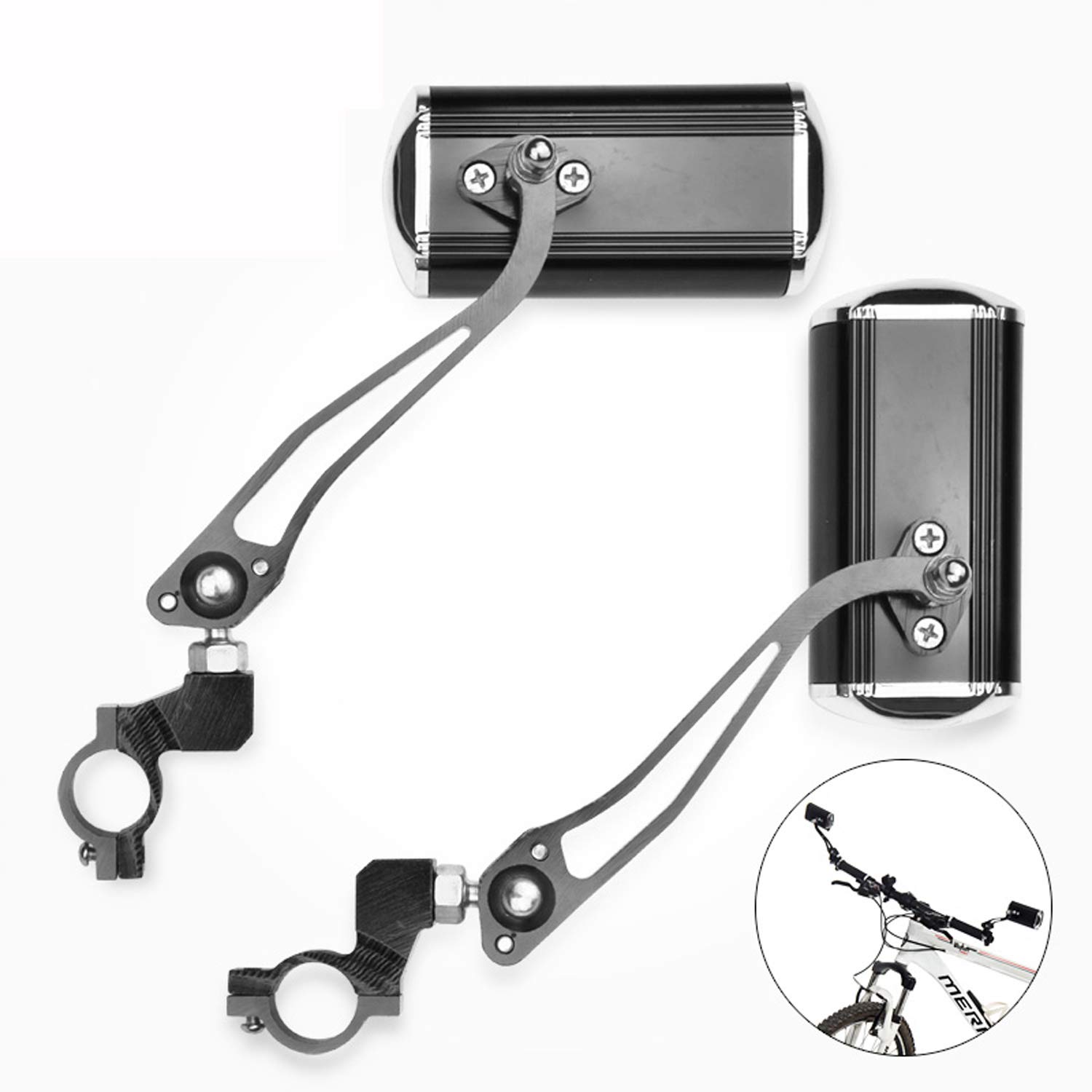 LANKELEISI Bicycle Rear Mirror Flexible Adjustable Handlebar Rearview Mirror for Mountain Bike Wide Vision (Black)