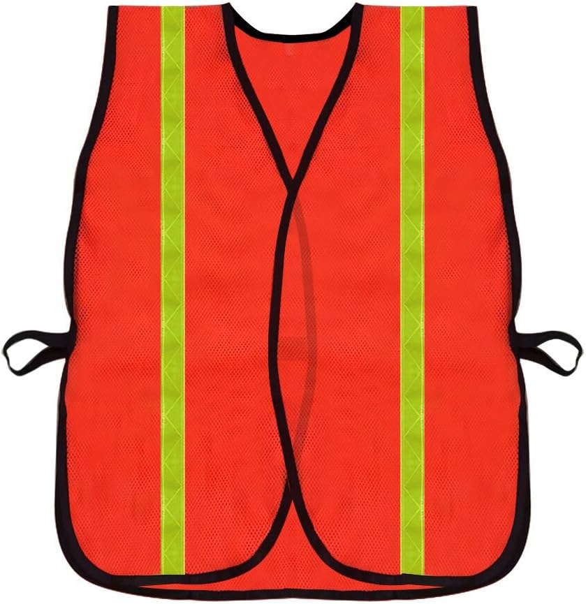 High Visibility Safety Vests 10 Packs, Adjustable Size, Lightweight Mesh Fabric, Wholesale Reflective Vest for Outdoor Works, Cycling, Jogging, Walking, Sports - Fits for Men Women ( Neon Orange) - - 