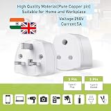 TopE TuoYi 2 Packs India to UK Tourist Adaptor Mains Plug 5A Fuse Copper Wire view 3