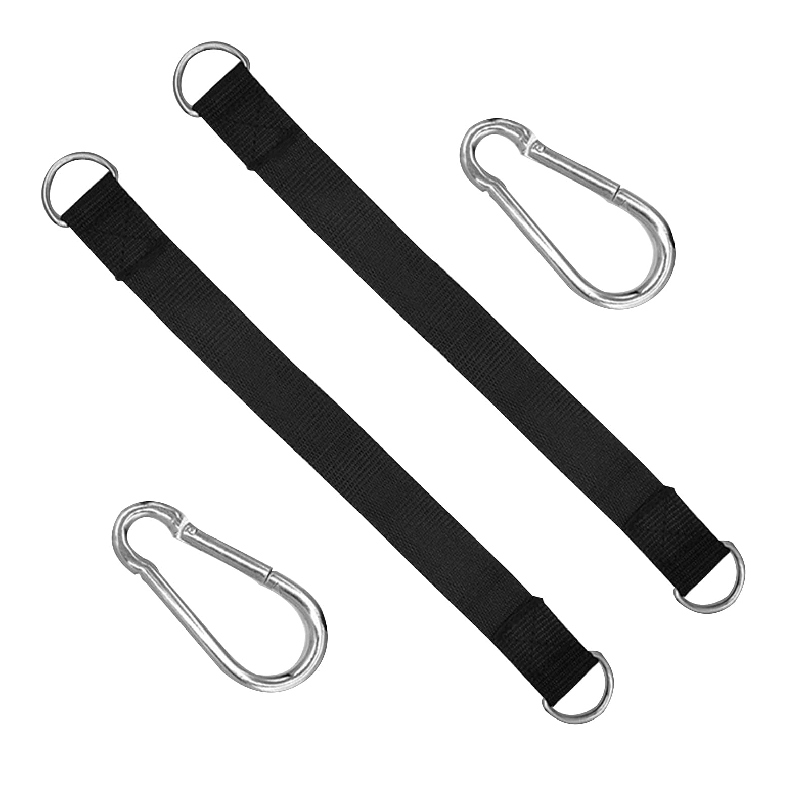 Set of 2 Swing Hanging Kit, 2.5 x 30 cm Attachment Nylon Hanging, Hammock Attachment, Porch Swing Hanging Set for All Swings, Hammocks, with 2 Heavy Duty Carabiners and D-Rings