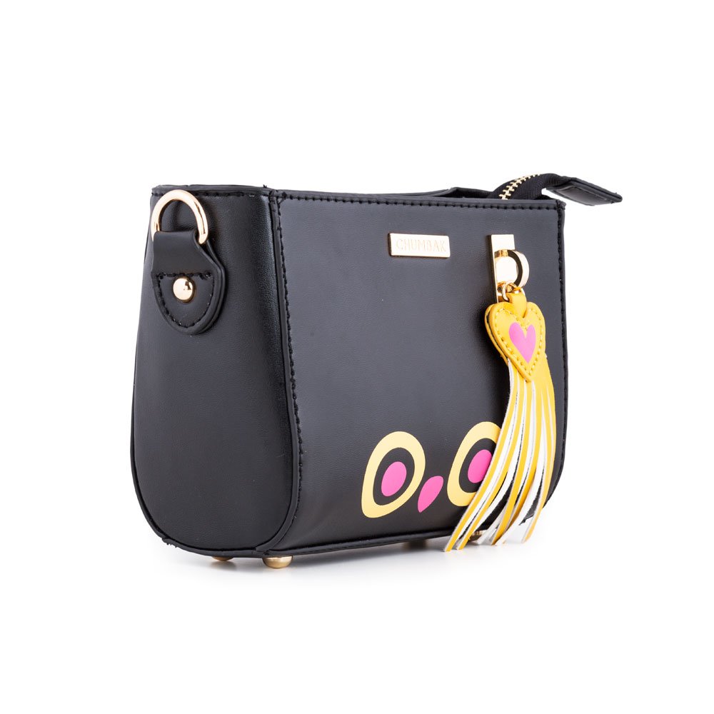 chumbak women's pu black sling bag