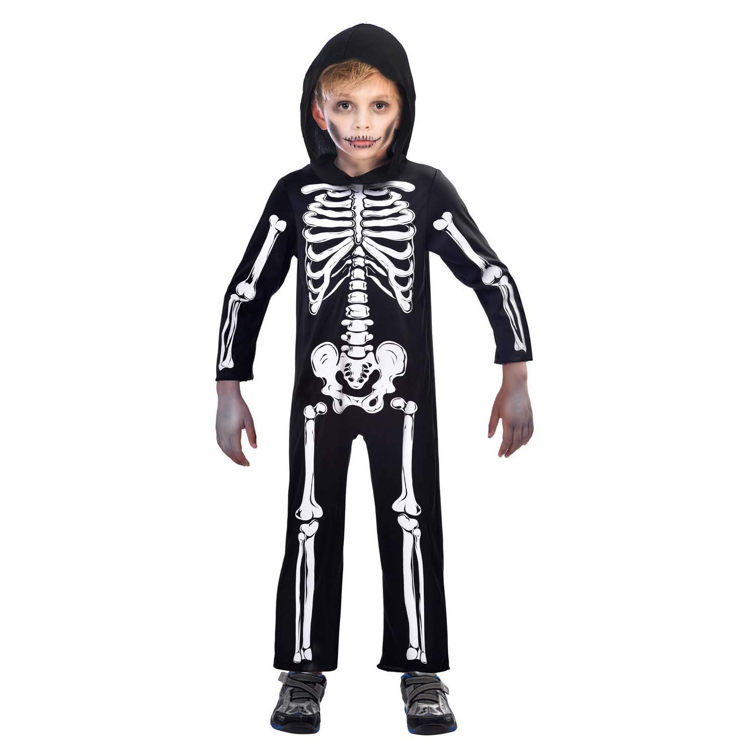 amscan 9907090 Childs Skeleton Jumpsuit Halloween Fancy Dress Costume Age 4-6 Years