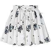 Fuwenni Women's Casual Summer Comfy Culottes Shorts Elastic Waist Wide Leg Shorts with Pockets