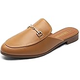 DREAM PAIRS Mules for Women Flats Comfortable Buckle Mules Slip on Slides Backless Loafers Shoes