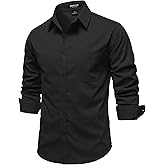 JEMITOP Mens Stretch Vintage Aged Style Shirts Casual Soft Long Sleeve Button Down Shirt with Pocket