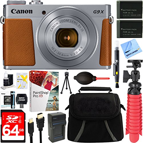 Canon-PowerShot-G9-X-Mark-II-1-201MP-4x-Zoom-Silver-Digital-Camera-Two-Pack-NB-13L-Spare-Batteries-Accessory-Bundle