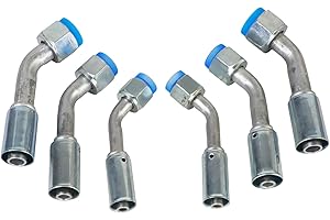 Wisepick 6PCS Air Conditioning #6#8#10 AC Fitting Set for Reduced Hose Female Oring Beadlock 45 Degree