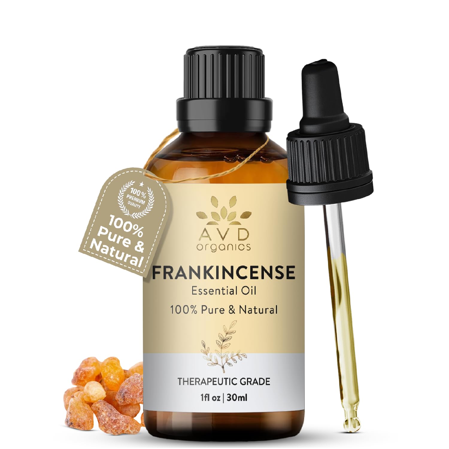 AVD Organics Frankincense Essential Oil 30ml - 100% Pure and Natural - Therapeutic Grade Essential Oil for Skin, Home Fragrance, 1fl. Oz