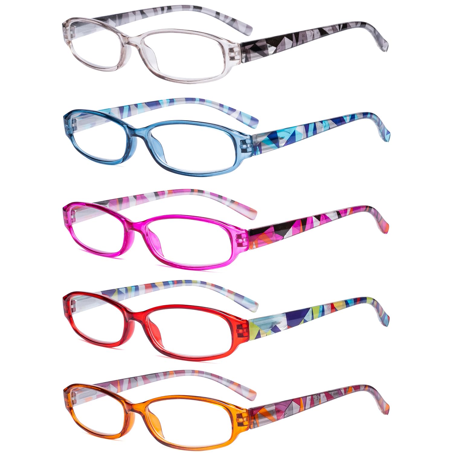 Eyekepper 5 Pack Ladies Reading Glasses with Pattern Arms - Design Readers for Women Reading +2.00