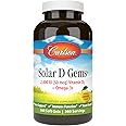 Carlson - Solar D Gems, Vitamin D3 and Omega-3 Supplement, 2000 IU (50 mcg) Vitamin D3, 115 mg Omega-3s EPA and DHA Supplement, Wild Caught, Sustainably Sourced, Lemon, 360 Softgels