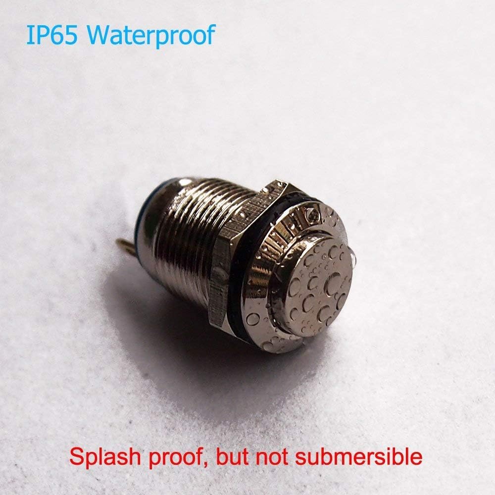 Gebildet 10 Pcs 12mm Waterproof Push Button Momentary Stainless Steel Push Button On Off 2A 12V/24V/125V/250V AC (High Head) - Image 5