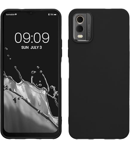 Custodia Per Nokia C32 Con Anello Porta Telefono - Cover TPU Morbida Antiurto, Nero, Slim Fit