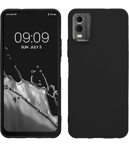 Custodia Per Nokia C32 Con Anello Porta Telefono - Cover TPU Morbida Antiurto, Nero, Slim Fit