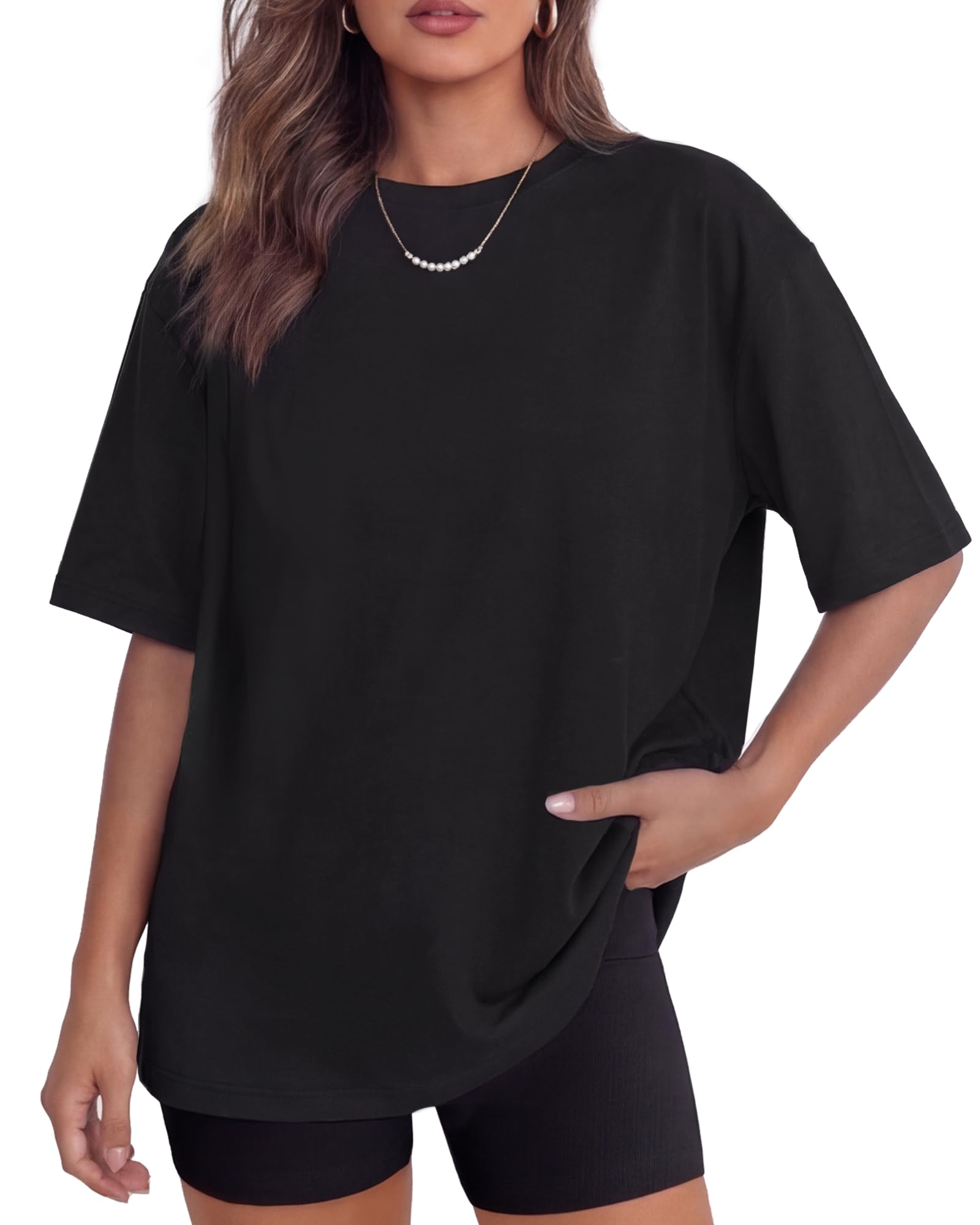 Photo 1 of GAYHAY Black Oversized Tshirts for Women - Summer Spring Tops Short Sleeve Tee Shirts Fashion Casual Workout Clothes 2026