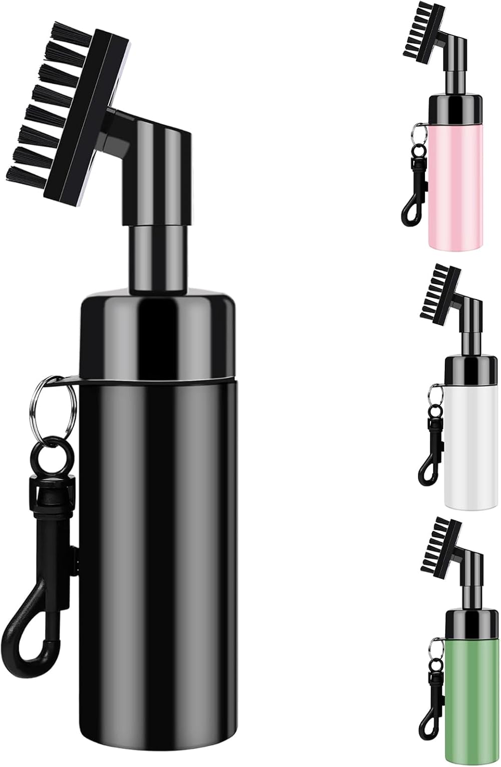 FUZVOL Golf Club Brush Groove Cleaner with Water Spray Hook Black
