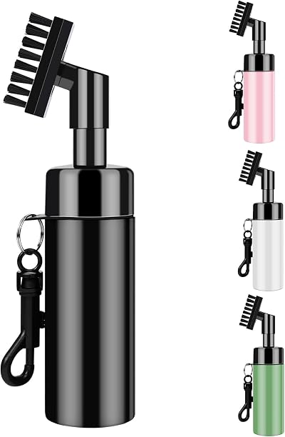 FUZVOL Golf Club Brush Groove Cleaner with Water Spray Hook Black