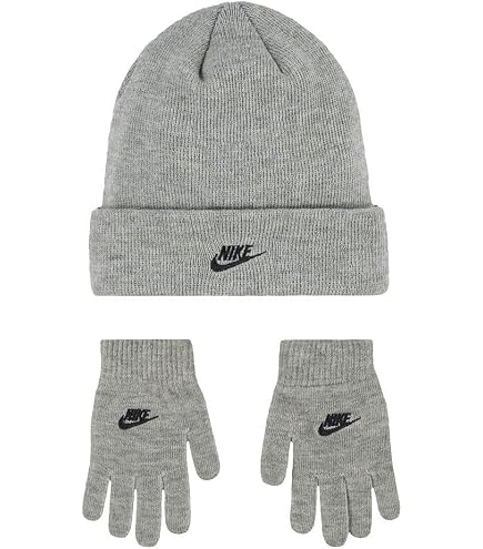 Amazon.com: Nike Futura Beanie Gloves Set (Big Kids) Dark Grey