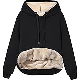 Gihuo Women's Winter Warm Hoodie Sherpa Fleece Lined Pullover Hoodie Hooded Sweatshirt (US, Alpha, Small, Regular, Regular, Black)