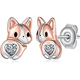 Corgi Earrings for Women 925 Sterling Silver Corgi Gifts for Corgi Lovers Cute Animal Puppy Dog Birthstone Jewelry for Women