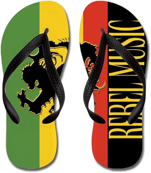 Amazon.com | CafePress - Reggae Rebel Music Rasta - Flip Flops, Funny Thong Sandals, Beach 