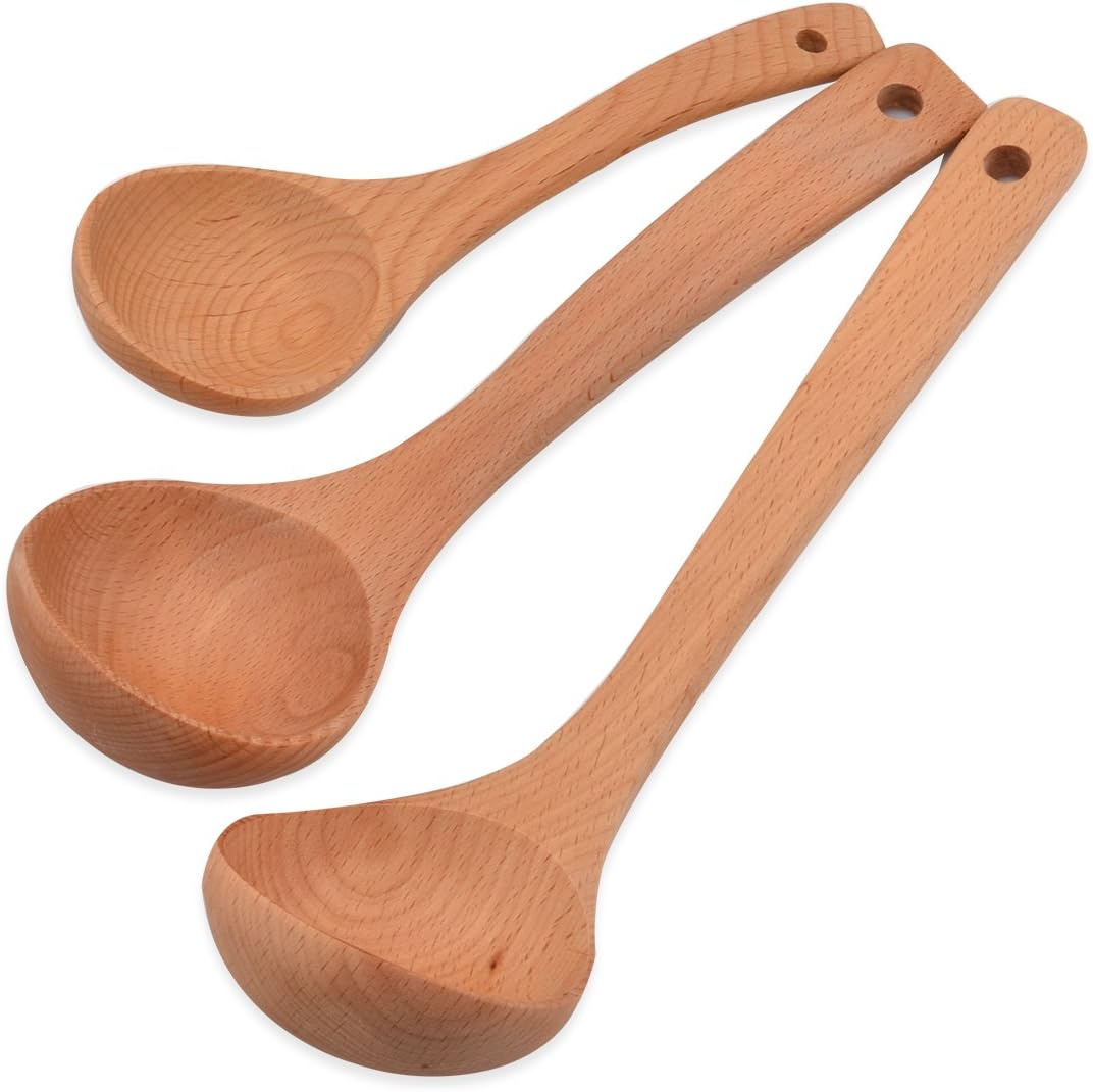 LONGLISHENG Japanese Tableware Wooden Coffee Tea Spoon Long Handle Wood Mixing Spoon Ladle Set