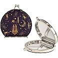 Sletend Egyptian Style Anubis Moon Compact Mirror, Mini Travel Makeup Mirror, 2.8"L x 3"W, 180 Degree, 2-Sided Magnifying, Handheld