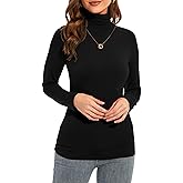 Anyeager Womens Long Sleeve Turtleneck T-Shirts Casual Lightweight Slim Fit Cozy Base Layer Top