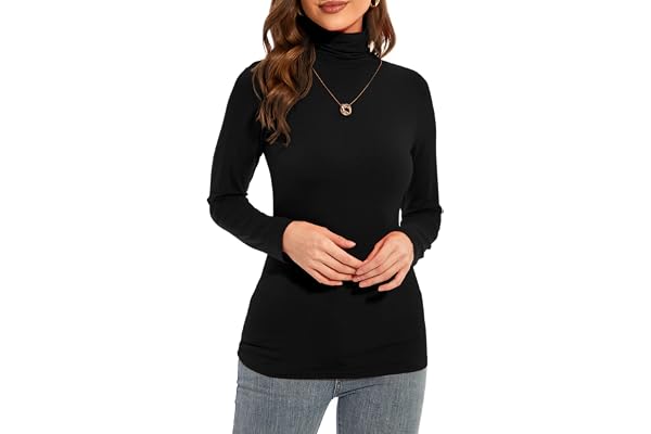 YepClick Womens Long Sleeve Turtleneck T-Shirts Casual Lightweight Slim Fit Cozy Base Layer Top